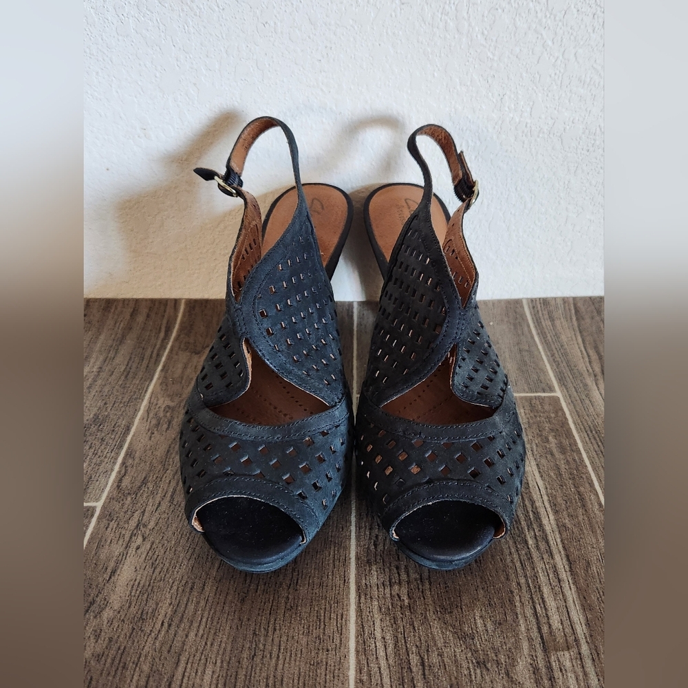 Black Clarks Slingback Heels Size 9